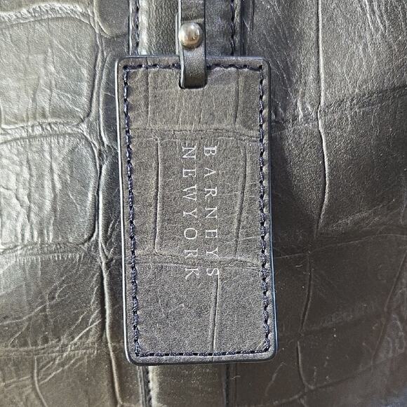 Barneys New York Gray Crocodile-Embossed Leather Tote - Picture 3 of 11